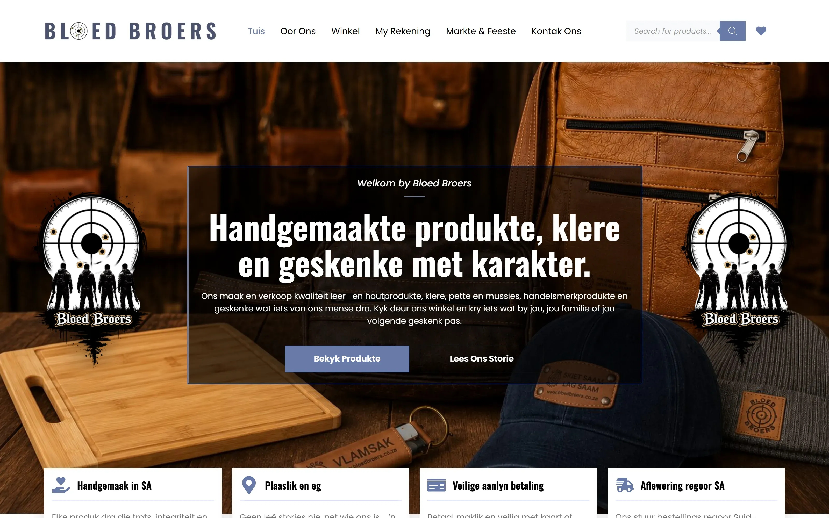Bloed Broers website, desktop view