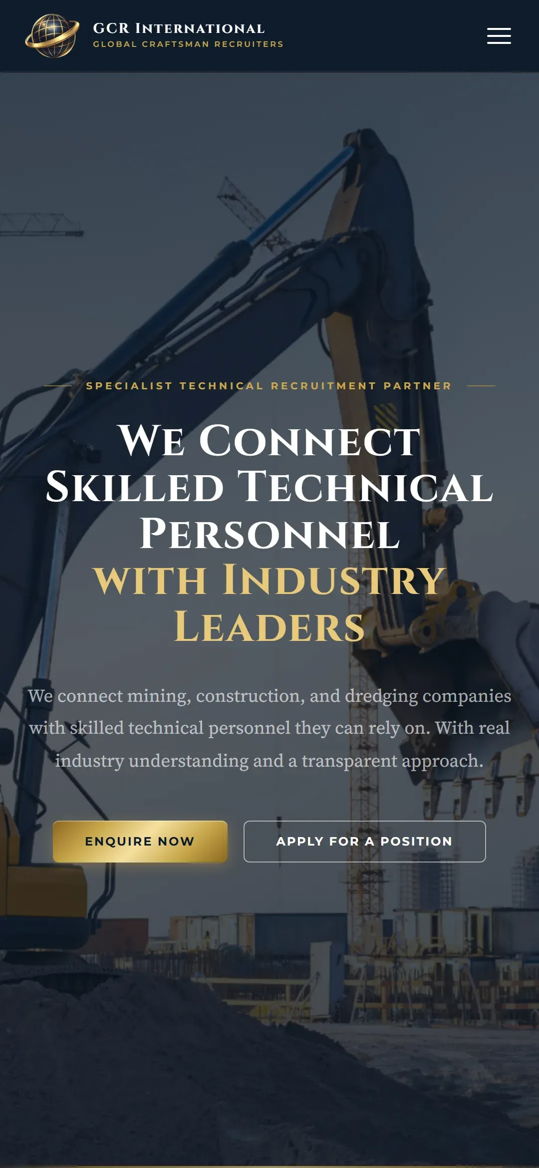 GCR International website, mobile view